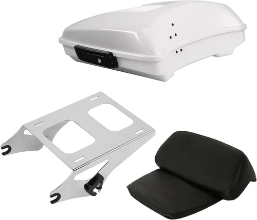 Miniatura 41 de TCT-MOTORPARTS Atlas Silver Metálico Maletero de Viaje Modificado con Respaldo y Montaje en Rack Adecuado para Harley Touring 14-25 Street Glide