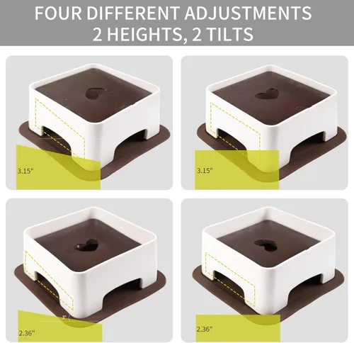 Miniatura 4 de Cuenco elevado de cerámica para perros, juego de cuencos elevados ajustables para perros y gatos, antideslizante, plato de alimentación de mascotas