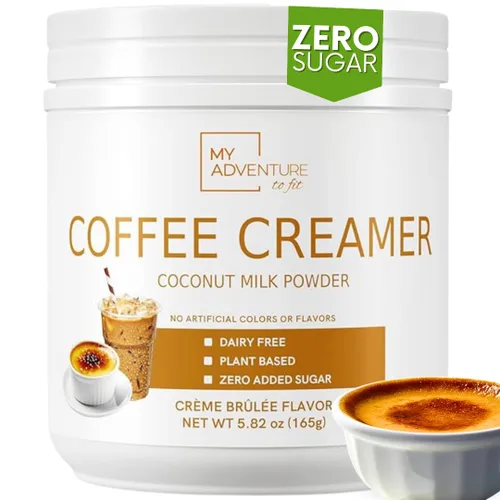Crema de café en polvo sin lácteos, crema en polvo sin azúcar para café caliente o helado, crema keto para mujeres y hombres, crema de coco baja en