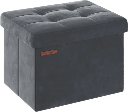 Miniatura 12 de SONGMICS Otomana pequeña plegable de almacenamiento, taburete reposapiés, 12.2 x 16.1 x 12.2 pulgadas, otomana con almacenamiento, carga de hasta