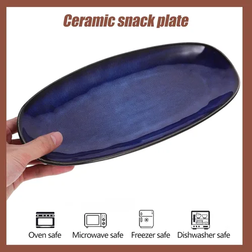 Miniatura 6 de Cabilock Platos de cerámica para sushi, platos de cerámica para sushi, estilo japonés, ovalados, platos de porcelana para servir charcutería