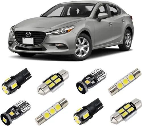 Miniatura 7 de Kit de luces LED interiores blancas para Mazda 3 Hatchback 2014 2015 2016 2017 2018 Paquete de bombillas LED interiores súper brillantes de 6000K +