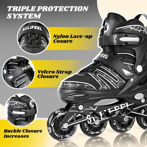 Miniatura 3 de SULIFEEL Patines en línea de unicornio arcoíris para niñas y niños, 4 tamaños, ajustables, con ruedas iluminadas, para niños principiantes F Spider