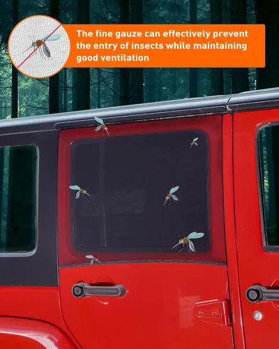 Miniatura 2 de Savadicar Parasoles para ventana trasera, parasol de malla transpirable para ventana lateral, media cubierta, compatible con Jeep Wrangler JK JL