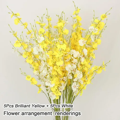 Miniatura 9 de Orchids Flores artificiales de seda falsas de seda bailarinas de 37 pulgadas de tallo largo a granel 10 piezas decoración de interiores