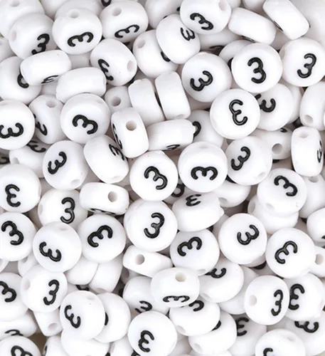 Miniatura 7 de 100 cuentas de números de acrílico blanco de 0.27 x 0.157 pulgadas (0.276 x 0.157 in) de plástico blanco redondo número 0 cuentas