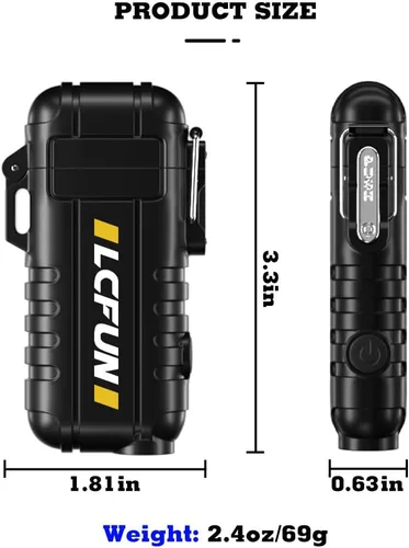 Miniatura 8 de LcFun Encendedor eléctrico recargable USB C, encendedores de plasma impermeables con pantalla LED de batería, encendedores de arco largo resistente