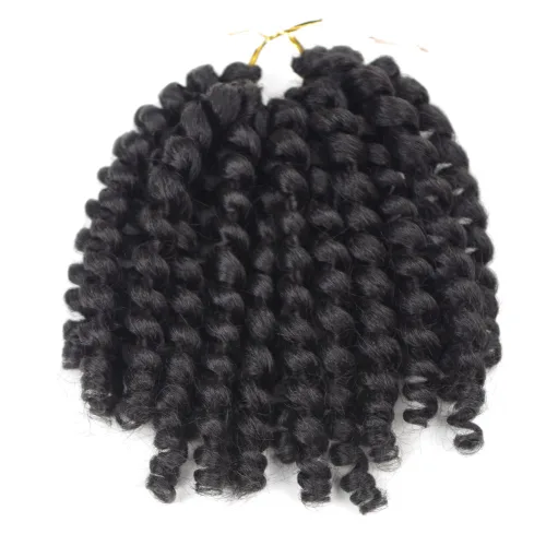 Miniatura 4 de Trenzas de ganchillo 2X Ringlet Jumbo Wand Curl 3 unids/lote 8 pulgadas 20 raíces Jamaicana Rizo en espiral trenzado trenzado sintético senegalés 1b