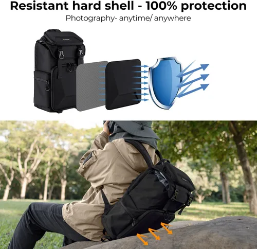 Miniatura 3 de Mochila para cámara K&F CONCEPT, bolsa de cámara con carcasa dura, mochila de gran capacidad para fotografía con compartimento para laptop de 15.6