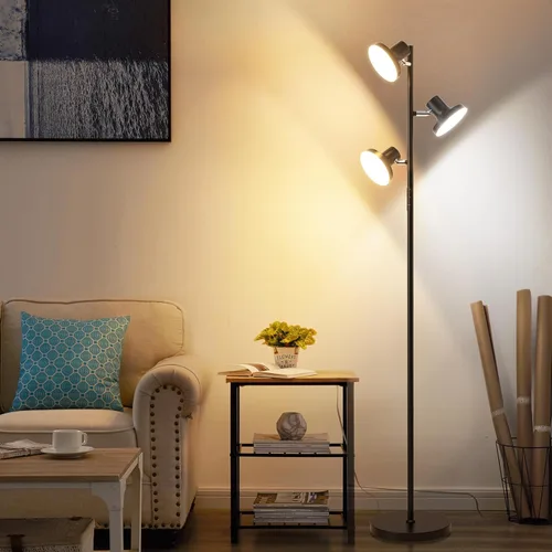 Miniatura 2 de SIBRILLE Lámpara de pie LED de árbol de 36W, lámpara de pie ajustable moderna con control remoto y táctil, 4 temperaturas de color, 3 lámparas