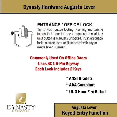 Miniatura 3 de Dynasty Hardware AUG-26D - Palanca de servicio comercial (grado 2, ADA, acabado cromado satinado)