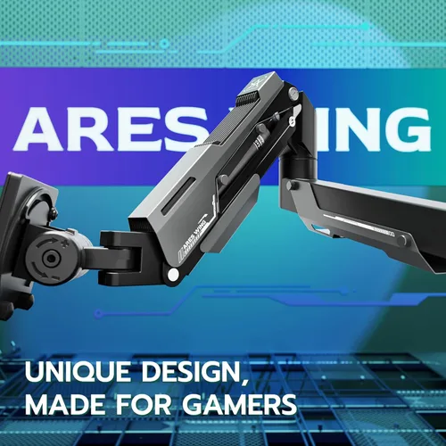 Miniatura 3 de ARES WING Heavy Duty Gas Spring Dual Monitor Mount, Adjustable Stacked Desk Mount for 2 Ultrawide Screens up to 57 Inch with USB A/C Charging Ports