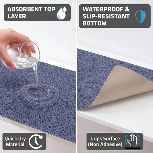 Miniatura 3 de Drymate Forro Premium de lujo para estantes y cajones, tela acolchada gruesa, no adhesiva, absorbente, impermeable, antideslizante, forros