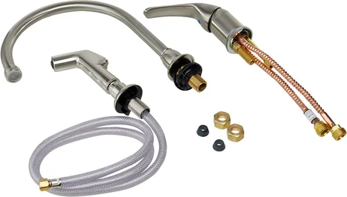 Miniatura 2 de Kingston Brass KB828K8 Chatham - Grifo de cocina con mango de una sola palanca con rociador y dispensador de jabón, níquel cepillado, alcance