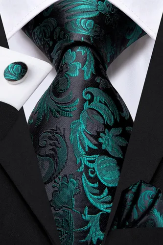 Miniatura 162 de Dubulle Corbata tejida de cachemira para hombre y gemelos de pañuelo para hombre, conjunto de gemelos para boda formal y negocios