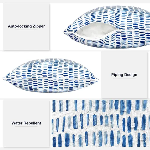 Miniatura 667 de Juego de 2 almohadas para exteriores de 16 x 16 pulgadas, repelentes al agua con interiores, para muebles de patio, hogar, jardín, geometría bohemia