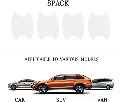 Miniatura 6 de 8 unidades de calcomanías para manija de puerta de coche, protector antiarañazos de fibra de carbono para taza de puerta de coche, película
