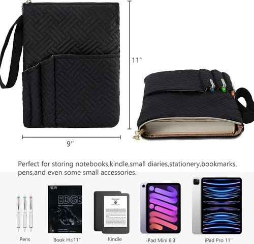 Miniatura 2 de Funda de libro APLUFINE con cremallera, protector de libro acolchado de 11"X9", fundas de libro acolchadas lavables para libros de tapa blanda