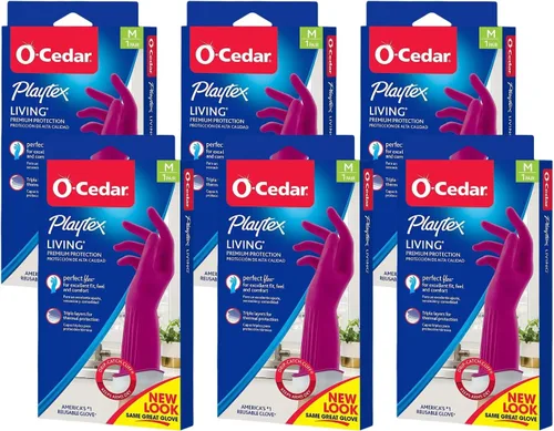Miniatura 23 de Guantes de limpieza de goma reutilizables Playtex Living (Medianos, 12 pares), guantes reutilizables para el hogar con protección premium