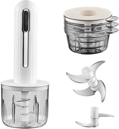 Miniatura 9 de Picadora de ajo eléctrica de 350 ml, picadora portátil de verduras, trituradora de ajo y aplastador de cebolla, licuadora para verduras, procesador