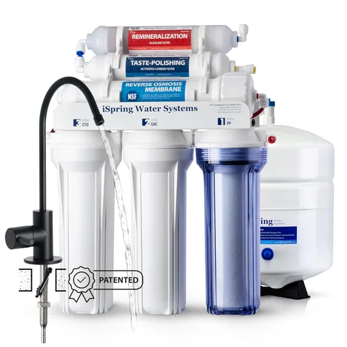 Miniatura 10 de iSpring RCC7 WQA Filtro de agua potable sistema de ósmosis inversa, de 5 etapas, 75 GPD, certificación con sello de oro Níquel