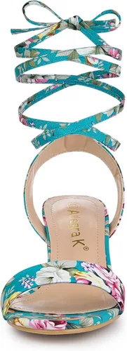 Miniatura 2 de Allegra K Sandalias de tacón de bloque para mujer con cordones