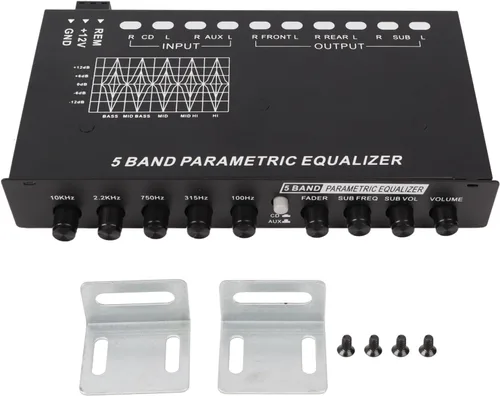 Fydun Ecualizadores de amplificador de coche,Ecualizador gráfico de audio para coche,Ecualizador de audio de coche ajustable 5 bandas sintonización