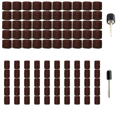 Miniatura 6 de TMAX 100 piezas 1/2 pulgada tambor de arena grano 60 grueso con 2 PC 1/8 pulgadas mandril para herramientas rotativas Dremel