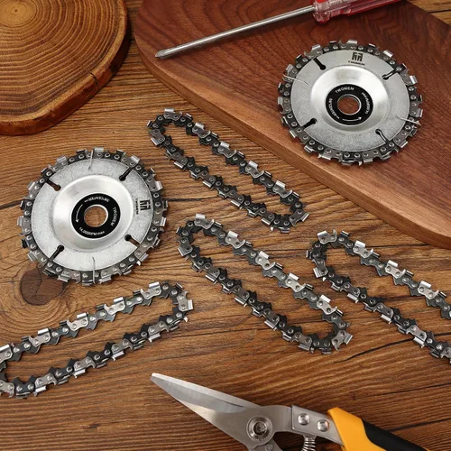 Miniatura 5 de TWOMEM - Cadenas de repuesto de 4 pulgadas para disco de cadena de tallado de madera, 22 dientes, compatible con amoladoras angulares de 4 pulgadas