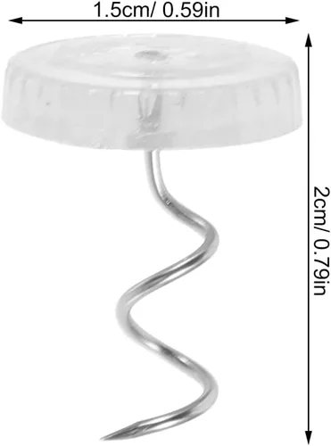 Miniatura 2 de EXCEART Tachuelas de plástico y metal para sofá, 50 unidades, clavos en espiral para tapicería, muebles decorativos