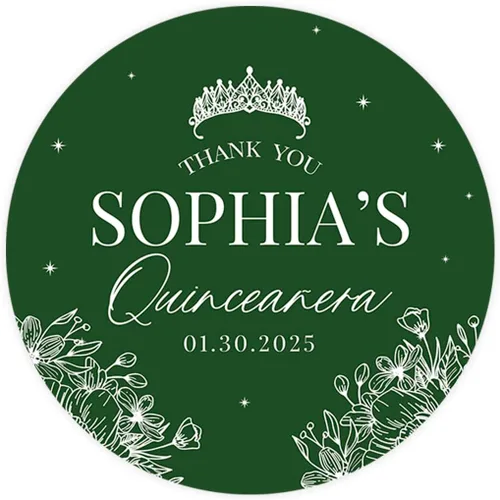Miniatura 14 de Andaz Press Paquete de 40 etiquetas redondas personalizadas de 2" para quinceañera, etiquetas adhesivas Mis Quince con foto personalizada para Mis
