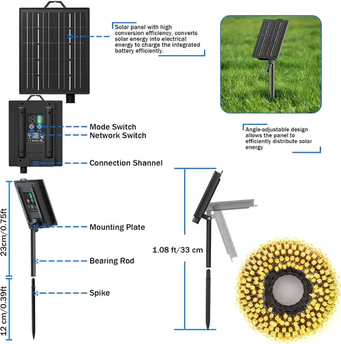 Miniatura 9 de SOLARBABY Luces solares de Navidad al aire libre, cadena de luces de 142 pies con 400 LED de blanco cálido para exteriores con control remoto, 19