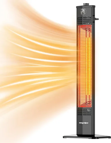 Encyclpo - Calentador de patio para uso al aire libre, 1500 W, infrarrojo, torre portátil de 36 pulgadas, 3 niveles, impermeable IPX5, protección