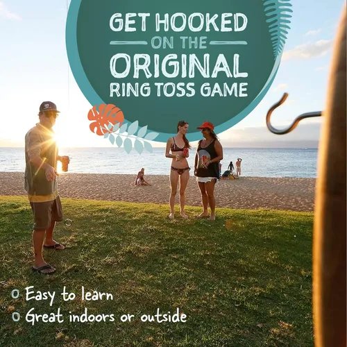 Miniatura 2 de Tiki Toss Ring Toss Game for Adults - Hook and Ring Games with String and Hooks for Indoor/Outdoor Use, Man Cave Decor & Stuff, Gifts for Estándar