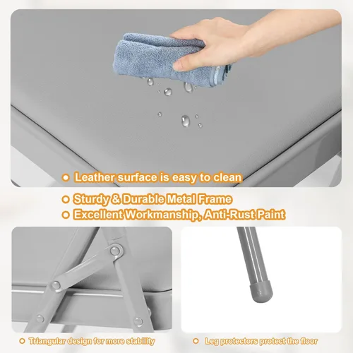 Miniatura 5 de Paquete de 4 sillas plegables grises con cojín acolchado para exteriores, sillas plegables de metal comerciales apilables portátiles con marco
