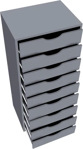 Miniatura 9 de Naomi Home Bianca - Cómoda alta y estrecha de 9 cajones, gabinete de almacenamiento compacto de 13.8 pulgadas de ancho gris con cajones