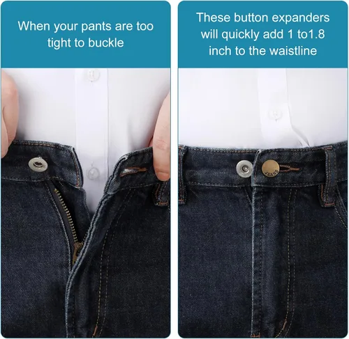 Miniatura 5 de KUNTAERY 12 extensores de cintura de pantalón para jeans, pantalones y faldas, extensores de botón ajustables sin coser, 1-1.8 pulgadas