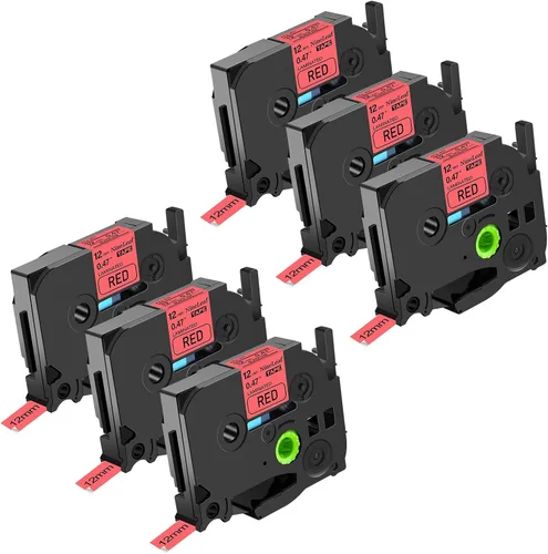 Miniatura 18 de NineLeaf Paquete de 6 cintas de etiquetas compatibles con Brother TZ TZe TZe-531 TZe531 TZ-531 TZ531 0.472 in 1/2 pulgadas, negro sobre azul