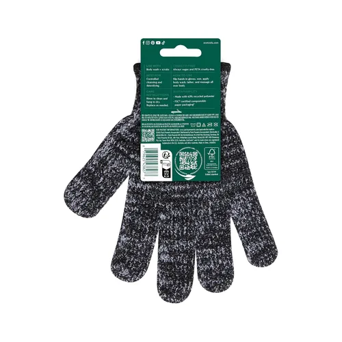 Miniatura 9 de EcoTools Guantes de baño y ducha de carbón, guantes exfoliantes que eliminan la piel muerta y limpian todo el cuerpo, guantes de baño con carbón