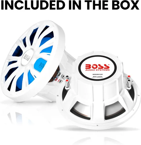 Miniatura 6 de BOSS Audio Systems MRGB10W Subwoofer para barco de 10 pulgadas, 800 vatios máximo, bobina de voz dual de 2 ohmios, iluminación multicolor
