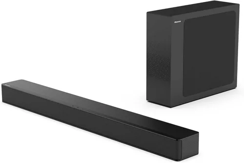 Hisense HS2100 - Barra de sonido de 2.1 canales con subwoofer inalámbrico, Dolby Audio, DTS Virtual:X, HDMI ARC, Bluetooth 5.3, control remoto, 6