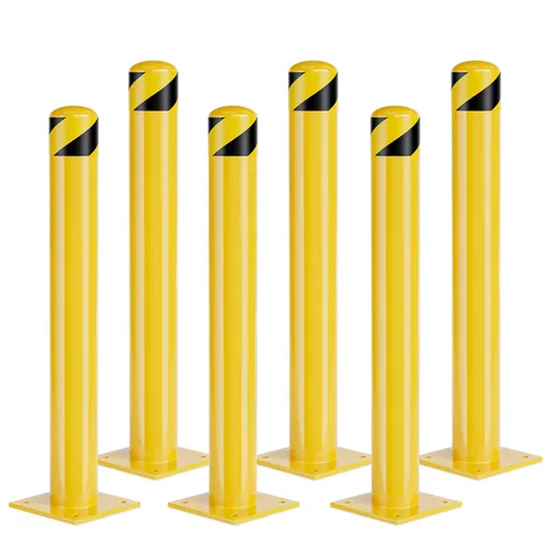 Bolardos de seguridad, poste de bolardo de acero, poste de barrera de estacionamiento de seguridad con recubrimiento de polvo amarillo para áreas de