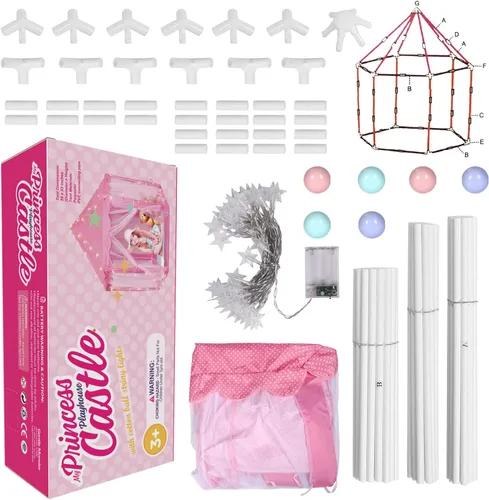 Miniatura 2 de Tienda de campaña de princesa con luces LED de estrellas, tienda de campaña para niñas, casa de juegos grande para niñas, regalos de juguete