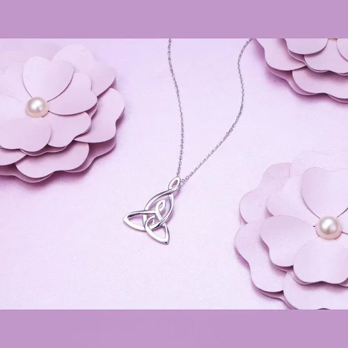 Miniatura 2 de FLYOW Collar de plata de ley 925 con nudo celta para mujer, regalo de cumpleaños para mamá