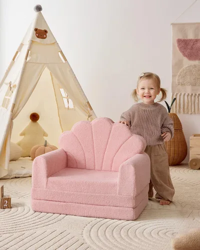 Miniatura 2 de Blissful Diary Sofá para niños, sofá plegable suave 2 en 1, silla para niños pequeños, sofá convertible a tumbona, muebles para niños para sala