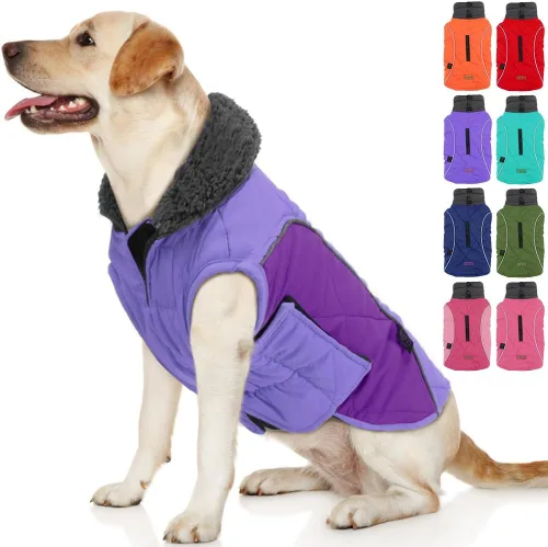 Miniatura 13 de EMUST Chamarras para perros, talla pequeña/mediana/grande, abrigo de invierno para perros grandes, azul oscuro, XL
