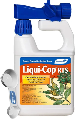 Miniatura 2 de Monterey Liqui-Cop con cuchara medidora, fungicida de cobre en aerosol de jardín para cítricos, frutales y árboles de nueces, 1 galón