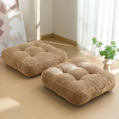 Miniatura 35 de HIGOGOGO Cojín de suelo para adultos, cojín de meditación, grande y redondo, funda de pana copetuda, para sala de estar o yoga, 22 x 22 pulgadas