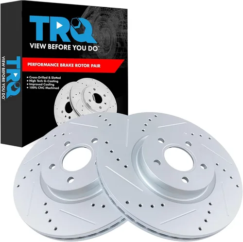 Miniatura 366 de TRQ Juego de rotores de freno de rendimiento trasero con revestimiento G premium compatible con Mazda 6 2014-2021