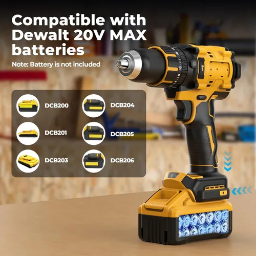 Miniatura 6 de Taladro de Martillo Inalámbrico Compatible con Batería Dewalt 20V MAX (Sin Batería) Taladro Sin Escobillas de 20V, Taladro Inalámbrico de 1/2